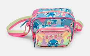 BOLSINHA LILO E STITCH AZUL CÉU HOLOGRÁFICA PUKET