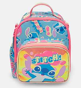 LANCHEIRA TÉRMICA COM BOLSO FRONTAL HOLOGRÁFICO STITCH PUKET