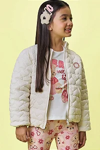 JAQUETA PUFFER EM NYLON MATELASSÊ CORAÇÃO OFF WHITE KUKIÊ