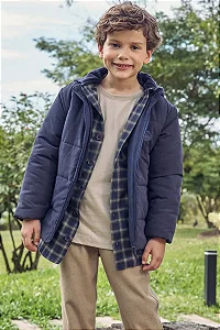 JAQUETA PUFFER EM TECIDO CUPRO MARINHO LUCBOO