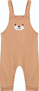 CONJUNTO BODY MANGA LONGA E JARDINEIRA COFFEE KIKO BABY