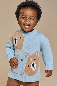 BLUSÃO EM TRICOT AZUL CLARO LUCBOO