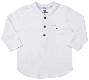 Bata Bebê Manga Longa Botões Branco Menino - Charpey