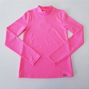 BLUSA MANGA LONGA CANELADO - 006762-ROSA NEON