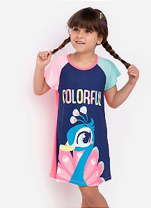 CAMISOLA KIDS VISCO PAVAO AZUL MARINHO