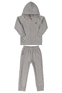 CONJUNTO JAQUETA E CALCA EM MOLETOM 000037 MESCLA CINZA MEDIO