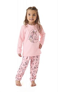 PIJAMA BLUSA COM CALCA EM MALHA MICROSOFT 121708 ROSA CLARO