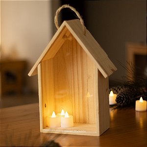 Caixote Casinha em Madeira de Pinus com Visor de Acrílico
