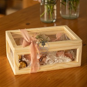 Caixa Cristal em Madeira de Pinus e Acrílico 20x30x13cm