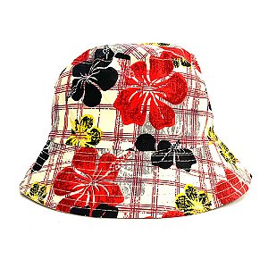 CHAPÉU BUCKET HAT FLORIDO VERMELHO UNISSEX