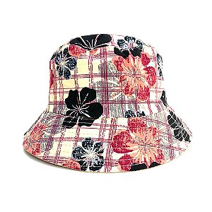 CHAPÉU BUCKET HAT FLORIDO ROSA E PRETO UNISSEX