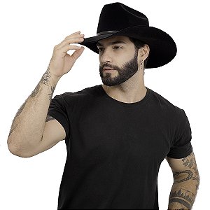 CHAPÉU COUNTRY PRETO MODELO AMERICANO AVELUDADO UNISSEX