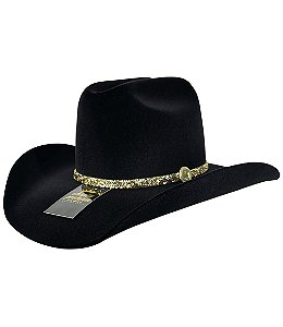 CHAPÉU COUNTRY BANDINHA CASCALHOS DOURADOS ABA LONGA