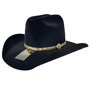 CHAPÉU COUNTRY BANDINHA STRASS E CASCALHOS DOURADOS