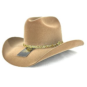 CHAPÉU COUNTRY BANDINHA STRASS E CASCALHOS DOURADOS