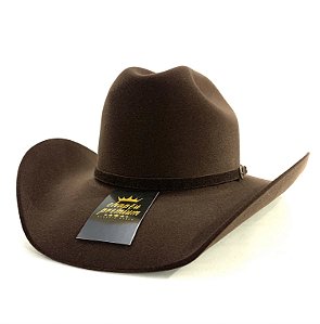 CHAPÉU COUNTRY MARROM PREMIUM ABA 9 CM CURVADA FIVELA DOURADA