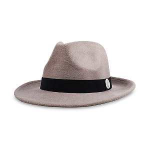 CHAPÉU FEDORA PREMIUM ABA 6 CM CINZA COM FAIXA PRETA