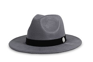 CHAPÉU FEDORA PREMIUM ABA MALEÁVEL 7 CM CINZA COM FAIXA PRETA