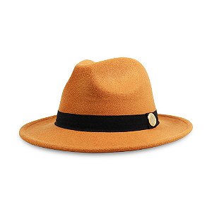 CHAPÉU FEDORA CARAMELO PREMIUM ABA RETA 6,5 CM