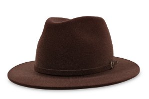 CHAPÉU FEDORA MARROM ESCURO UNISSEX AVELUDADO