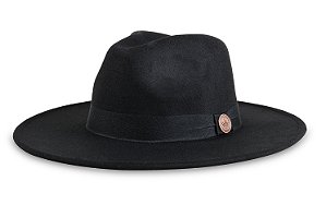 CHAPÉU FEDORA PRETO UNISSEX ABA RETA 8CM PREMIUM