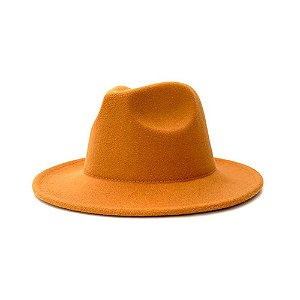 CHAPÉU FEDORA UNISSEX CARAMELO LISO ABA 6,5CM