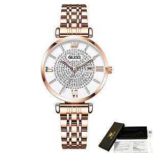 Relógio Diamond 6892 Feminino Pulseira em Aço Inoxidável