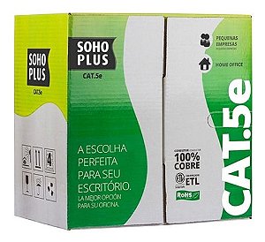 Cabo Utp CAT5e Soho Plus Anatel 100% Cobre Caixa C/305mts
