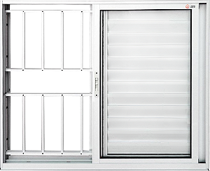 Janela Veneziana 3 Fls Móveis Com Grade Alumínio Branco - Spj Linha 25