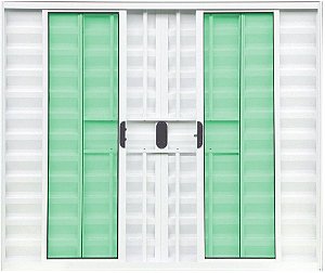 Janela Veneziana 6 Fls Com Grade Alumínio Branco Vdr Verde - Spj Modular