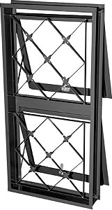 Janela Maxim-Ar Vertical 2 Seções Em Aço Com Grade Xadrez Sem Vidro Req. 12 Cm - Gerotto Prata