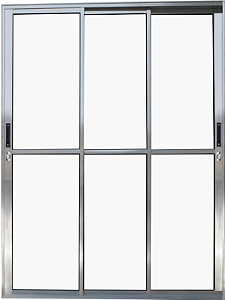Porta De Correr 3 Folhas Móveis Alumínio Brilhante Com Fechadura Stam Vdr Liso - Spj Linha Premium