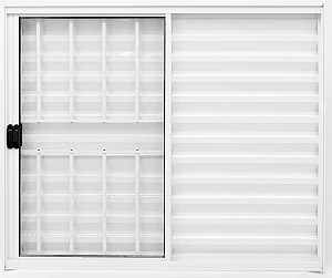 Janela Veneziana 3 Fls Com Grade Alumínio Branco - Spj Modular
