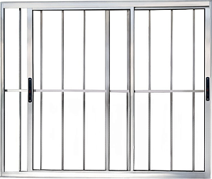 Janela De Correr 2 Fls Móveis Sem Bandeira Com Grade Alumínio Brilhante - Spj Linha 25