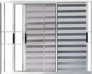 Janela Veneziana 3 Fls Móveis Com Grade Alumínio Brilhante - Spj Linha 25