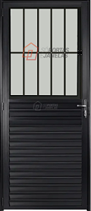 Porta Social Com Postigo Vdr. Boreal Alumínio Preto - Spj Linha 25
