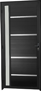 Porta Lambril Frisada 1 Visor Vdr. Boreal Alumínio Preto - Spj Premium