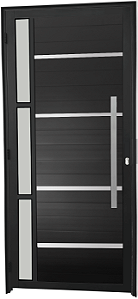 Porta Lambril Frisada 1 Visor Vdr. Boreal Com Puxador 60 Cm Alumínio Preto - Spj Premium - Últimas Peças