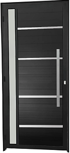 Porta Lambril Frisada 1 Visor Vdr. Boreal Com Puxador 80 Cm Alumínio Preto - Spj Premium