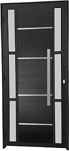Porta Lambril Frisada Visor Duplo Vdr. Boreal Com Puxador 60 Cm Alumínio Preto - Spj Premium
