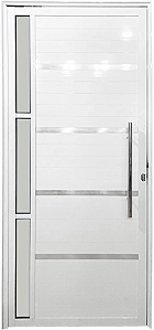 Porta Pivotante Lambril Friso Alumínio Branco C/ Puxador 60 Cm C/ Visor Vdr. Boreal - Linha Premium