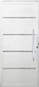 Porta Pivotante Lambril Friso Alumínio Branco C/ Puxador 80 Cm - Spj Premium