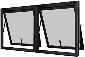 Janela Maxim-Ar 2 Seções Horizontal Sem Grade Alumínio Preto Vdr. Mini Boreal Req. 4,3 Cm - Spj Linha 25