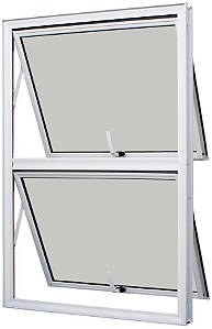 Janela Maxim-Ar 2 Seções Vertical Sem Grade Alumínio Branco Vdr. Mini Boreal Req. 4,3 Cm - Spj Linha 25