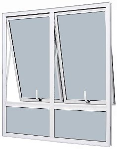 Janela Maxim-Ar 2 Seções Com Bandeira Fixa Inferior Sem Grade Alumínio Branco Vdr. Mini Boreal Req. 4,3 Cm - Spj Linha 25