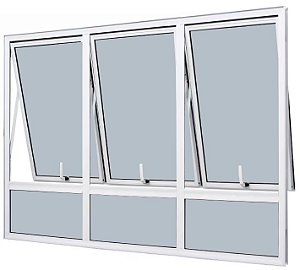 Janela Maxim-Ar 3 Seções Com Bandeira Fixa Inferior Sem Grade Alumínio Branco Vdr. Mini Boreal Req. 4,3 Cm - Spj Linha 25