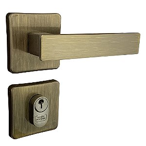 Fechadura Topázio Roseta Quadrada Antique Externa - União Mundial