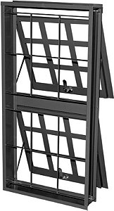 Janela Maxim-Ar Quadriculada Vertical 2 Seções Em Aço Com Grade Quadriculada Sem Vidro Req. 12 Cm - Gerotto Prata