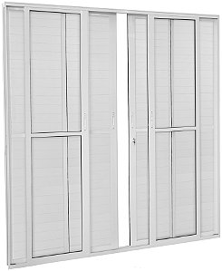 Porta Balcão 6 Folhas Lambril Alumínio Branco Com Fechadura Vidro Liso - Brasil Esquadrias - Premium