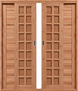 Porta Balcão Folha Veneziana Eucalipto Reta c/ Ferragem - Rick Esquadrias